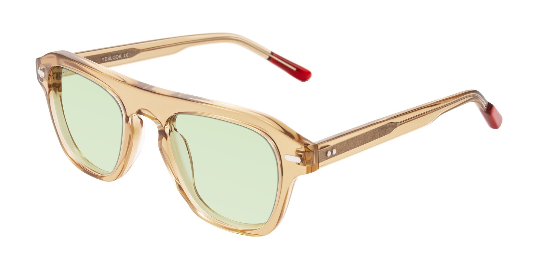 Angle of Fortalux in Amber with Light Green Tinted Lenses
