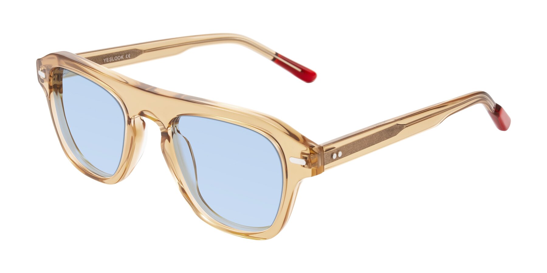 Angle of Fortalux in Amber with Light Blue Tinted Lenses