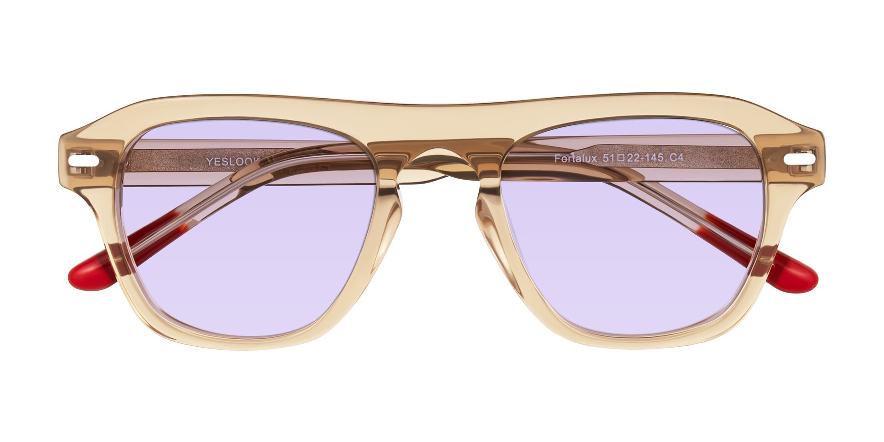 Folded Front of Fortalux in Amber with Light Purple Tinted Lenses