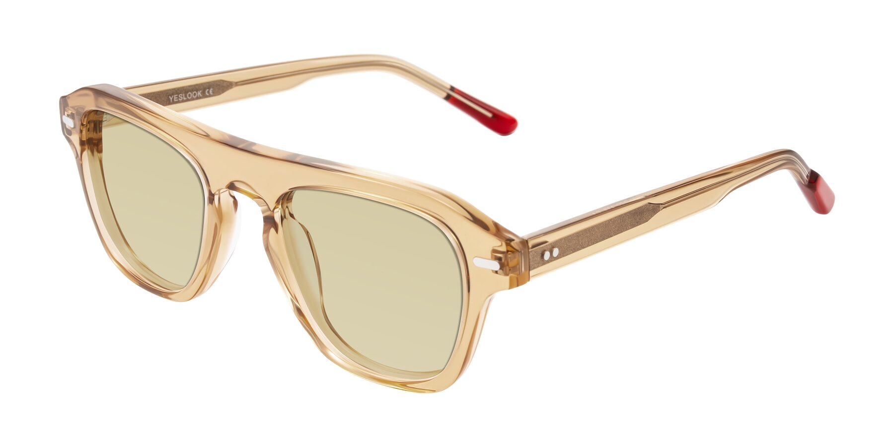 Angle of Fortalux in Amber with Light Champagne Tinted Lenses