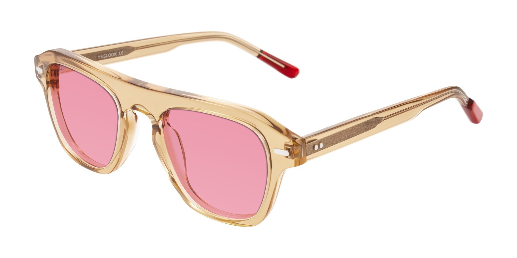 Angle of Fortalux in Amber with Pink Tinted Lenses