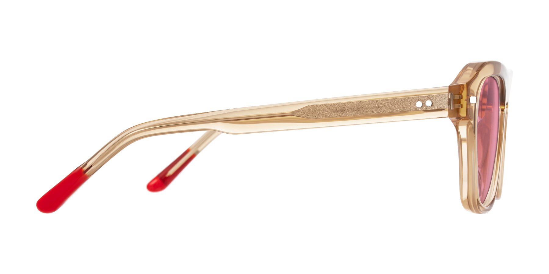 Side of Fortalux in Amber with Pink Tinted Lenses