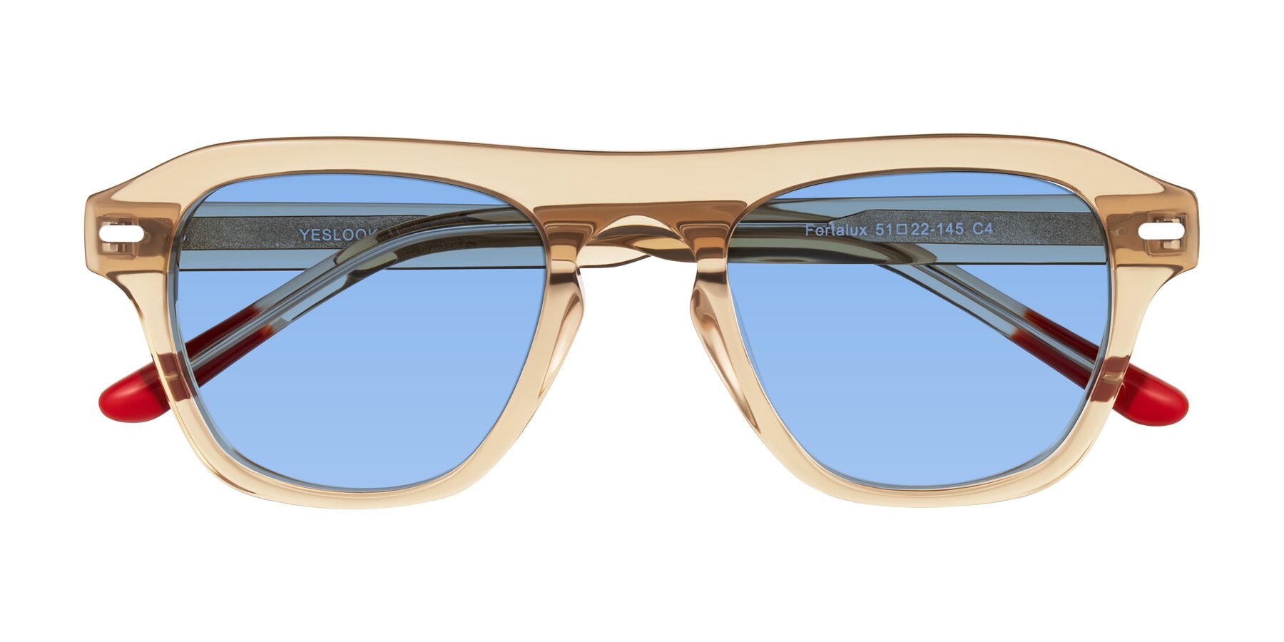 Folded Front of Fortalux in Amber with Medium Blue Tinted Lenses