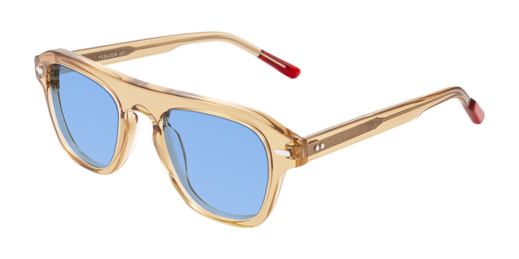 Angle of Fortalux in Amber with Medium Blue Tinted Lenses