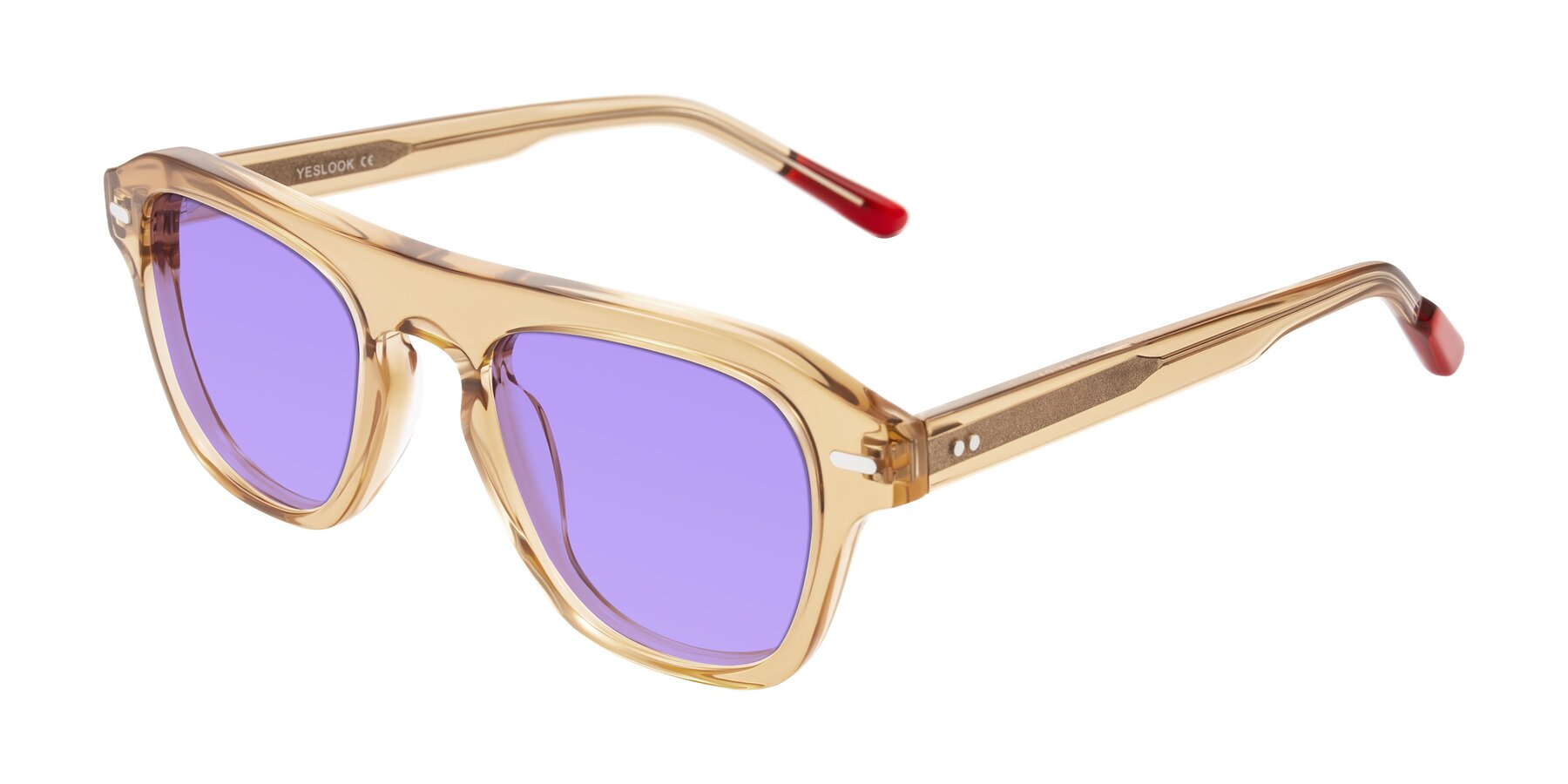 Angle of Fortalux in Amber with Medium Purple Tinted Lenses