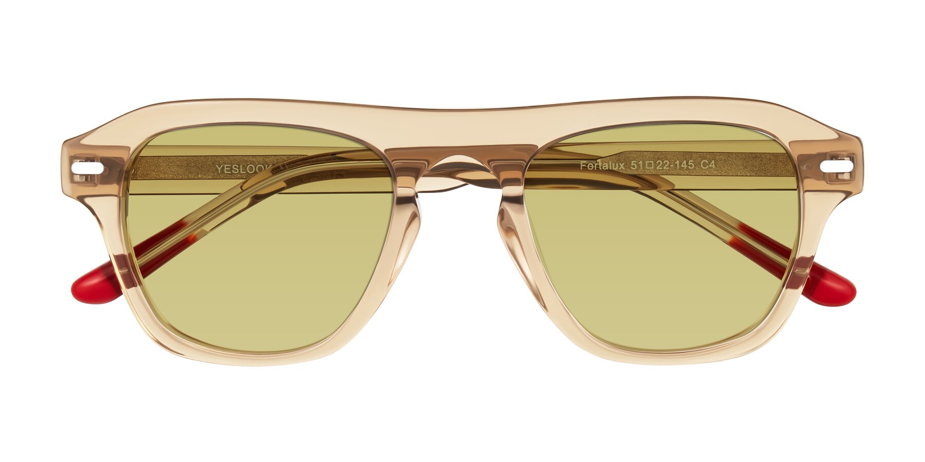 Folded Front of Fortalux in Amber with Medium Champagne Tinted Lenses
