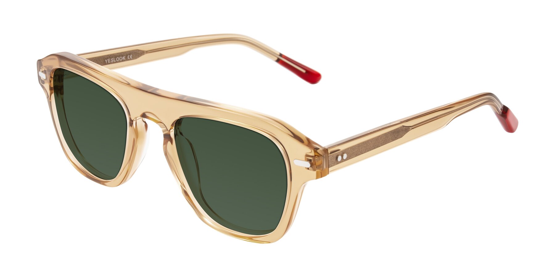Angle of Fortalux in Amber with Green Tinted Lenses