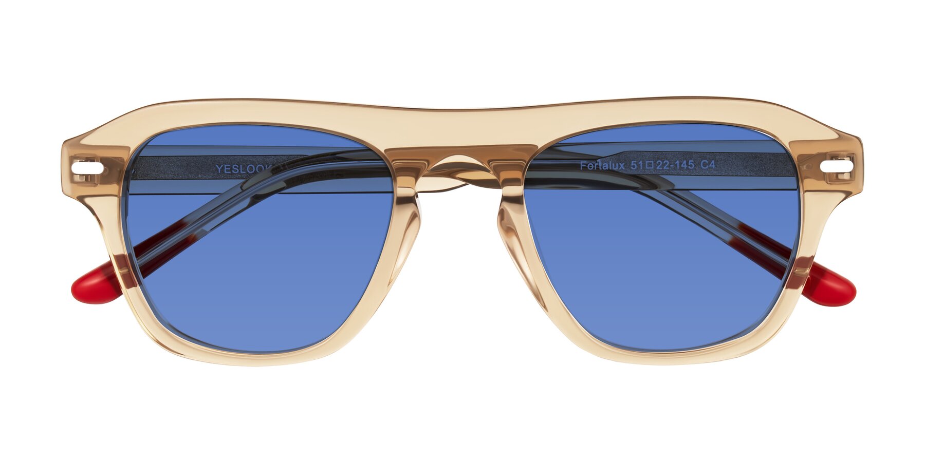 Folded Front of Fortalux in Amber with Blue Tinted Lenses