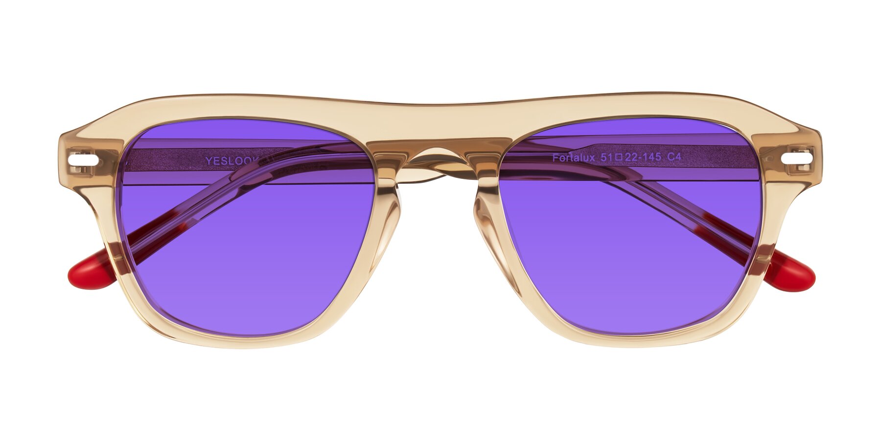 Folded Front of Fortalux in Amber with Purple Tinted Lenses
