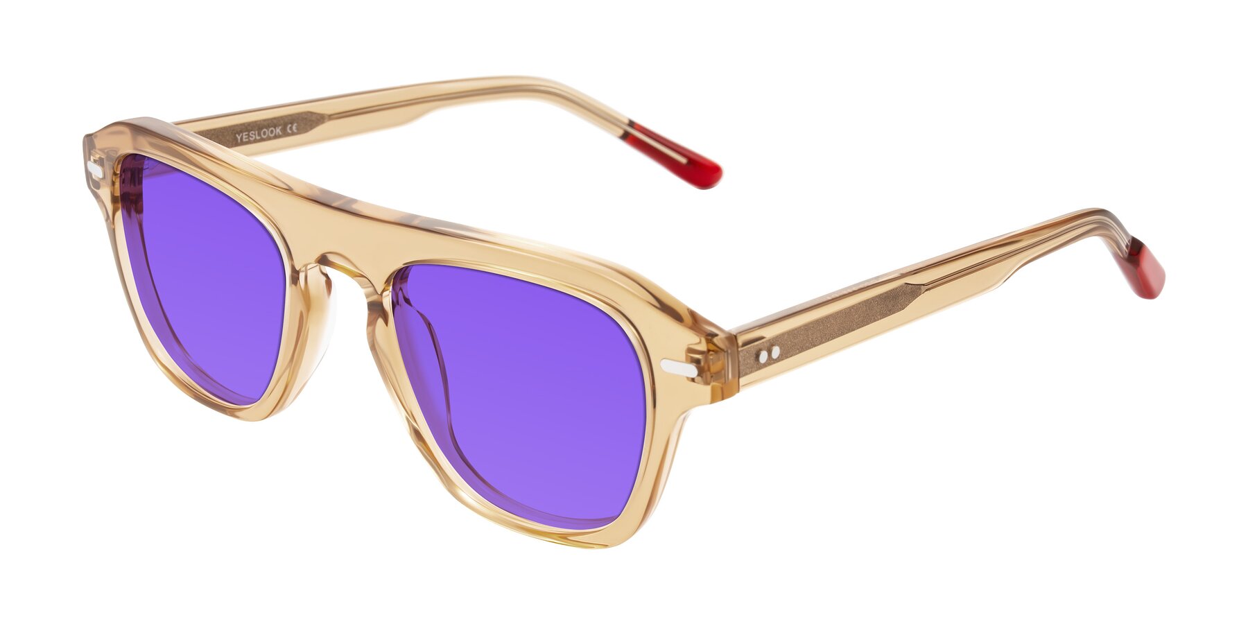 Angle of Fortalux in Amber with Purple Tinted Lenses