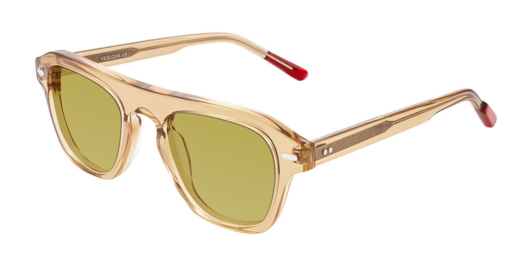 Angle of Fortalux in Amber with Champagne Tinted Lenses