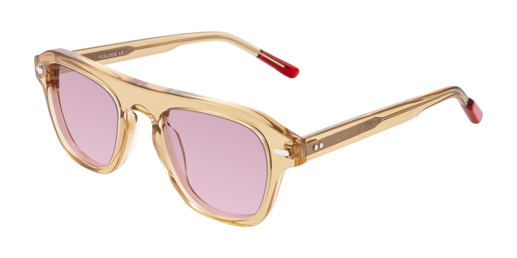 Angle of Fortalux in Amber with Light Wine Tinted Lenses