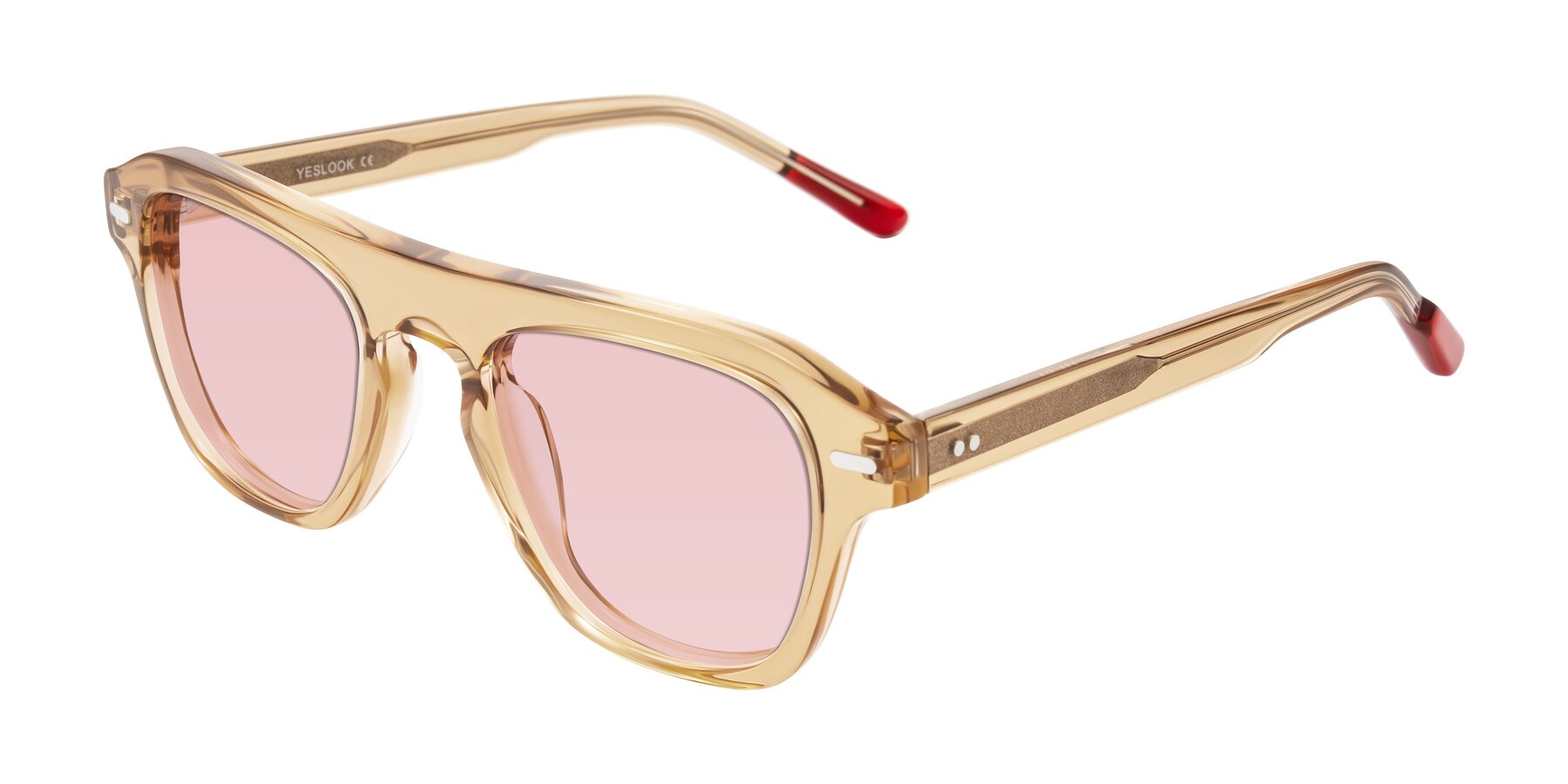 Angle of Fortalux in Amber with Light Garnet Tinted Lenses