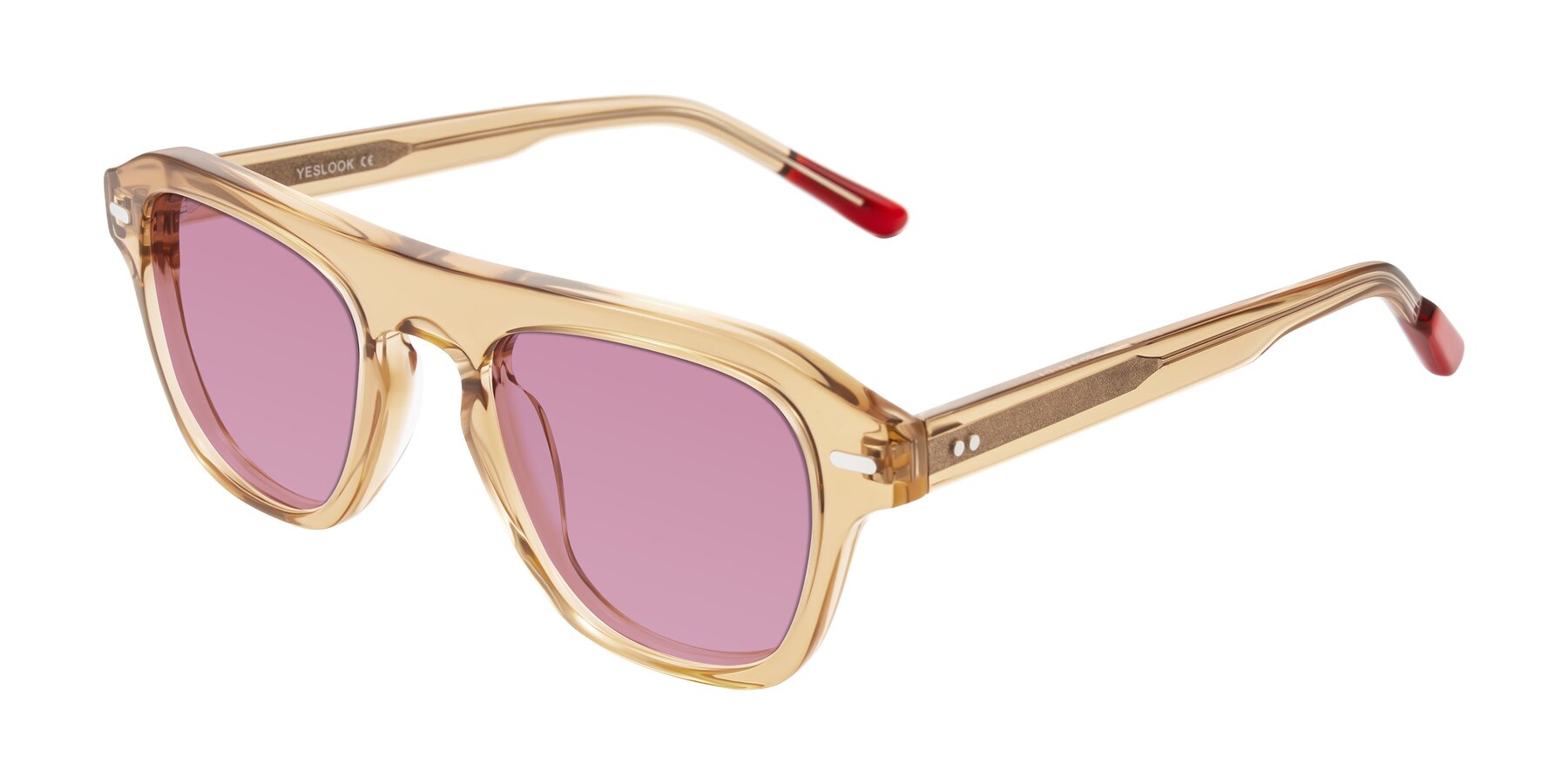 Angle of Fortalux in Amber with Medium Wine Tinted Lenses