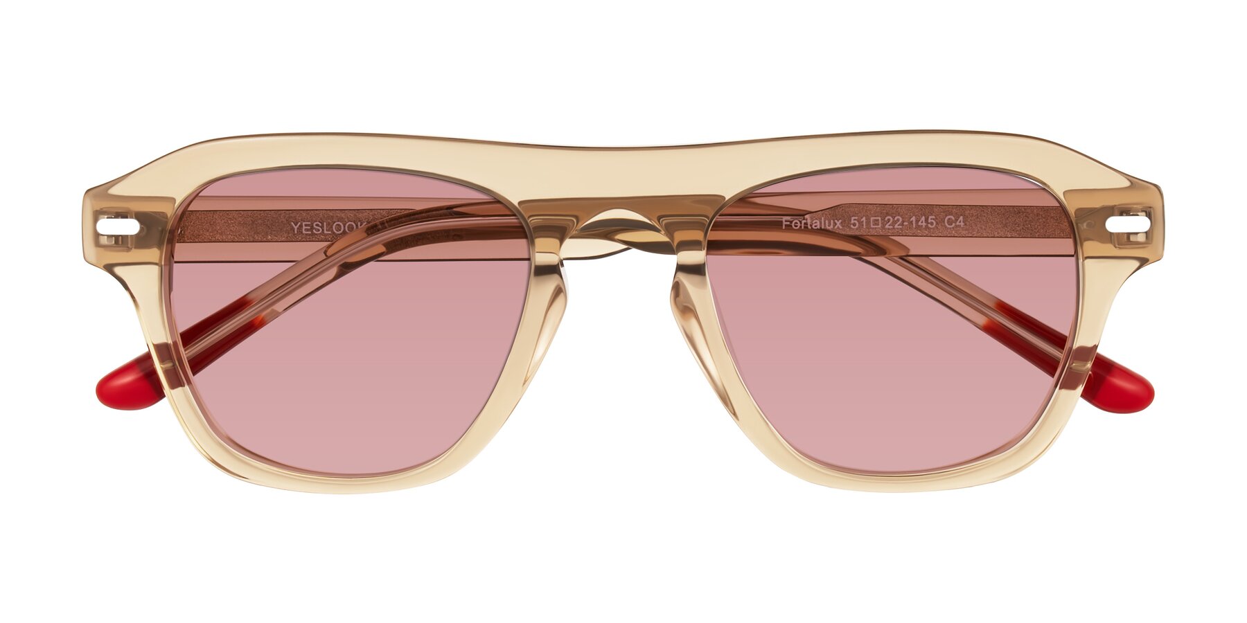 Folded Front of Fortalux in Amber with Medium Garnet Tinted Lenses