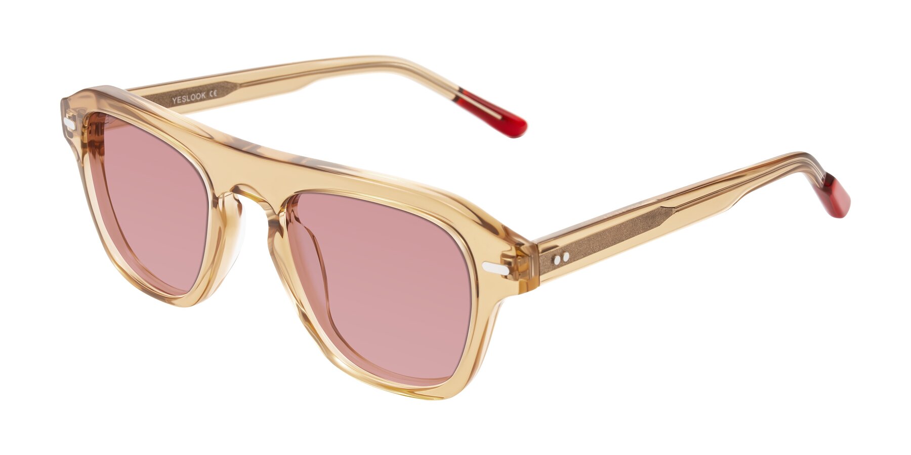 Angle of Fortalux in Amber with Medium Garnet Tinted Lenses