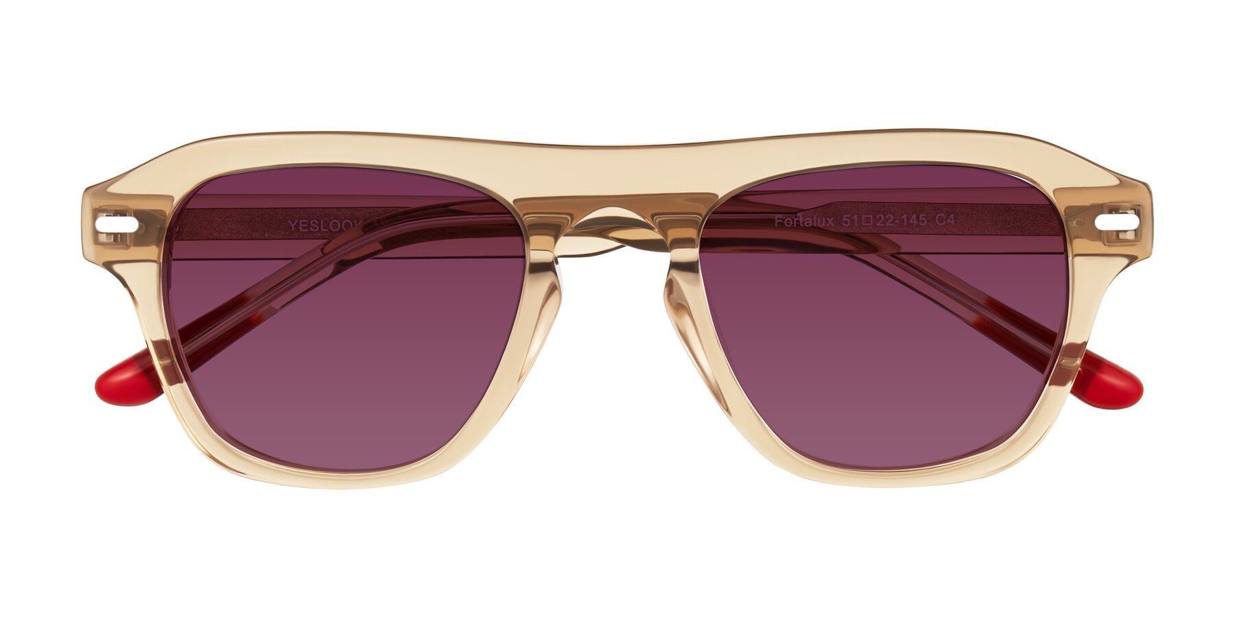 Folded Front of Fortalux in Amber with Wine Tinted Lenses