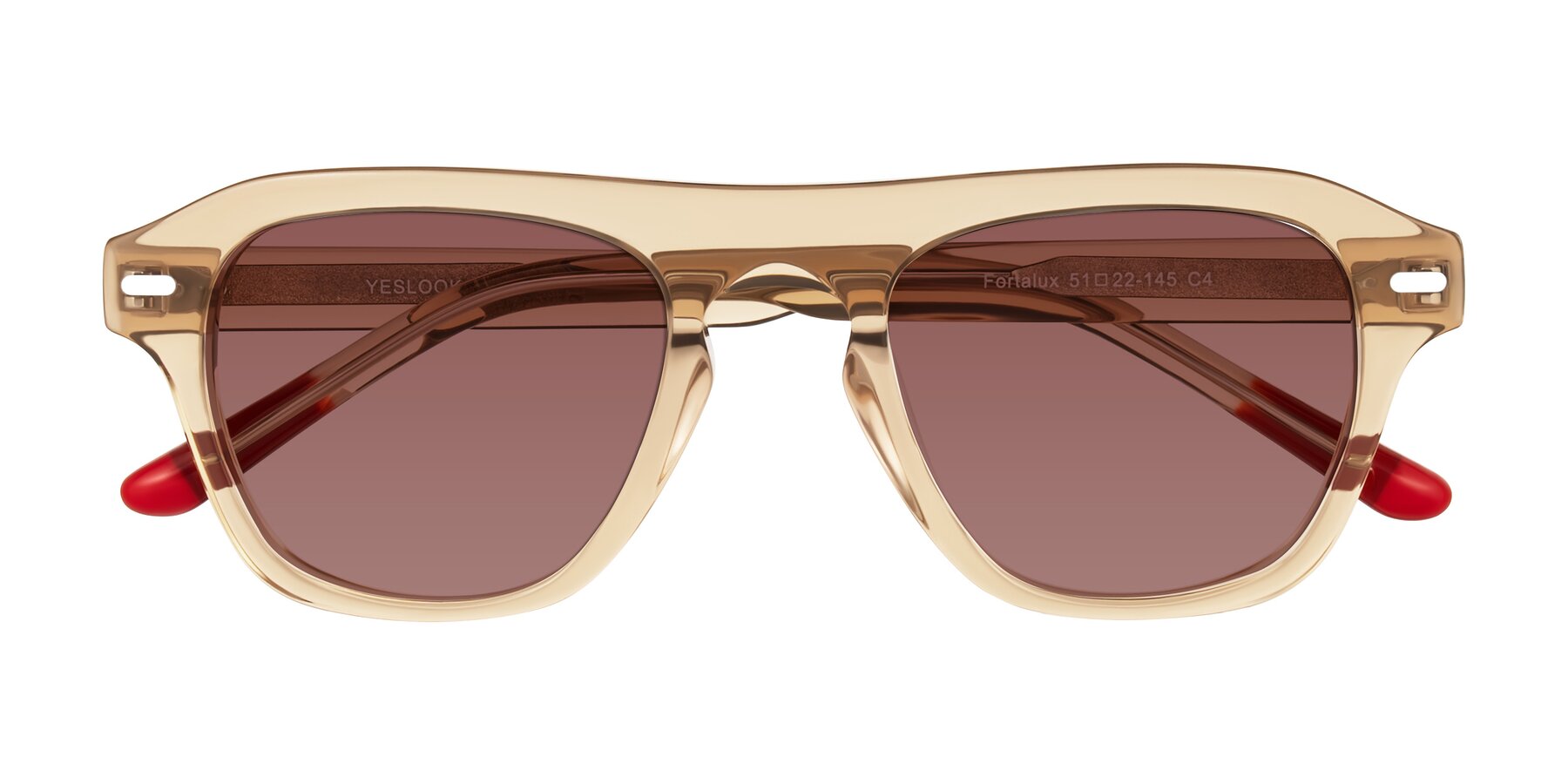 Folded Front of Fortalux in Amber with Garnet Tinted Lenses