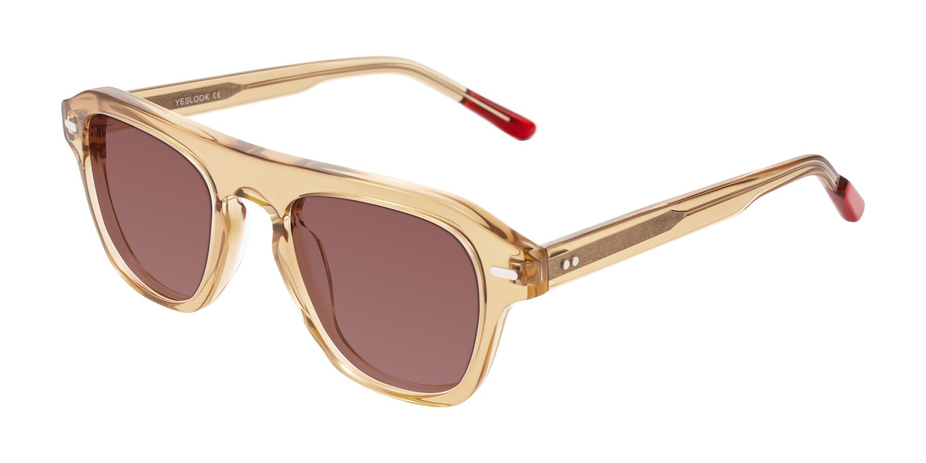 Angle of Fortalux in Amber with Garnet Tinted Lenses
