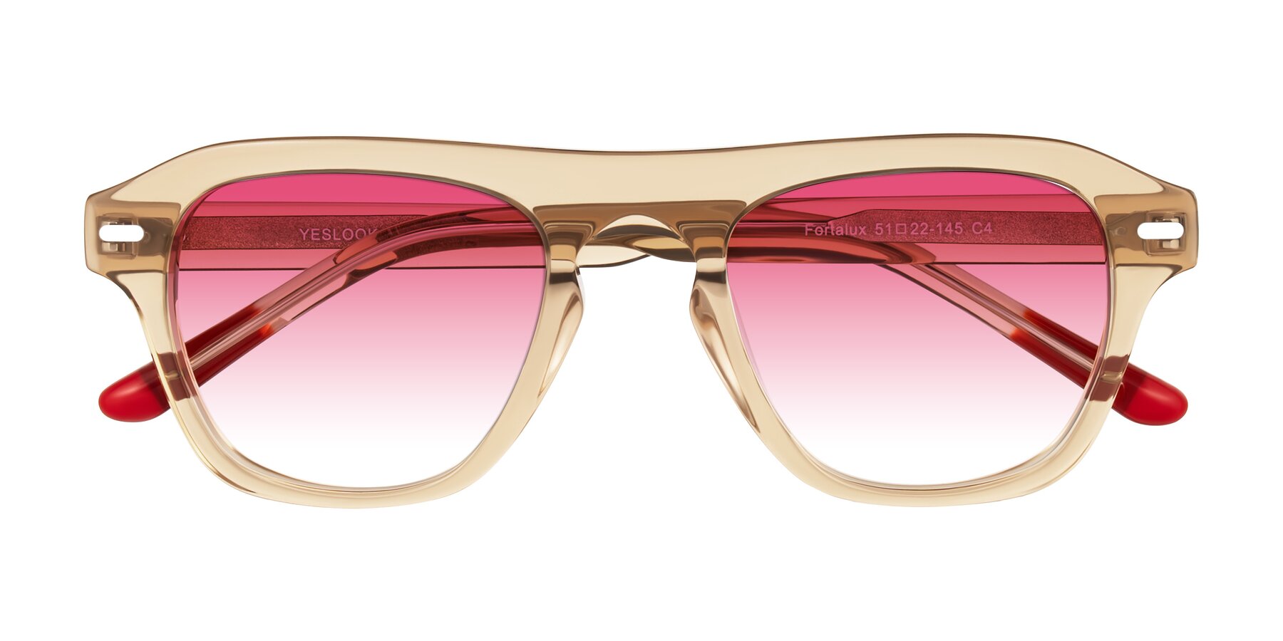 Folded Front of Fortalux in Amber with Pink Gradient Lenses