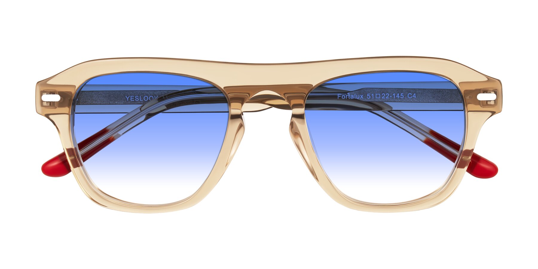 Folded Front of Fortalux in Amber with Blue Gradient Lenses