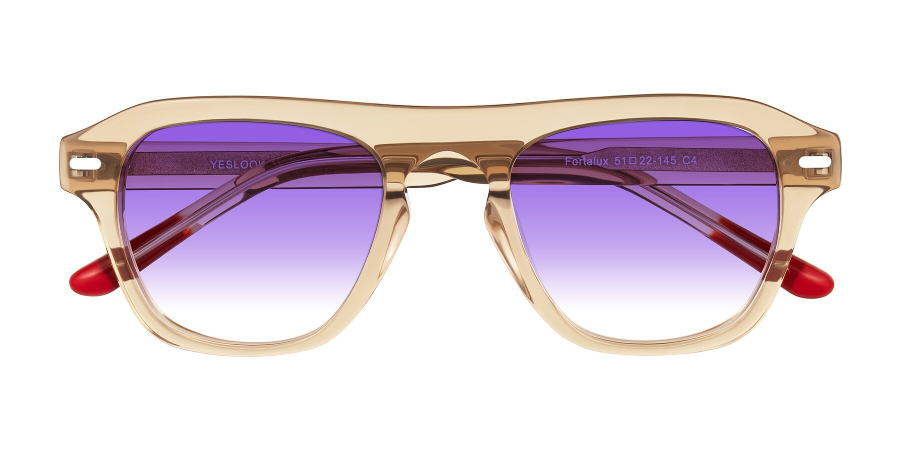 Folded Front of Fortalux in Amber with Purple Gradient Lenses