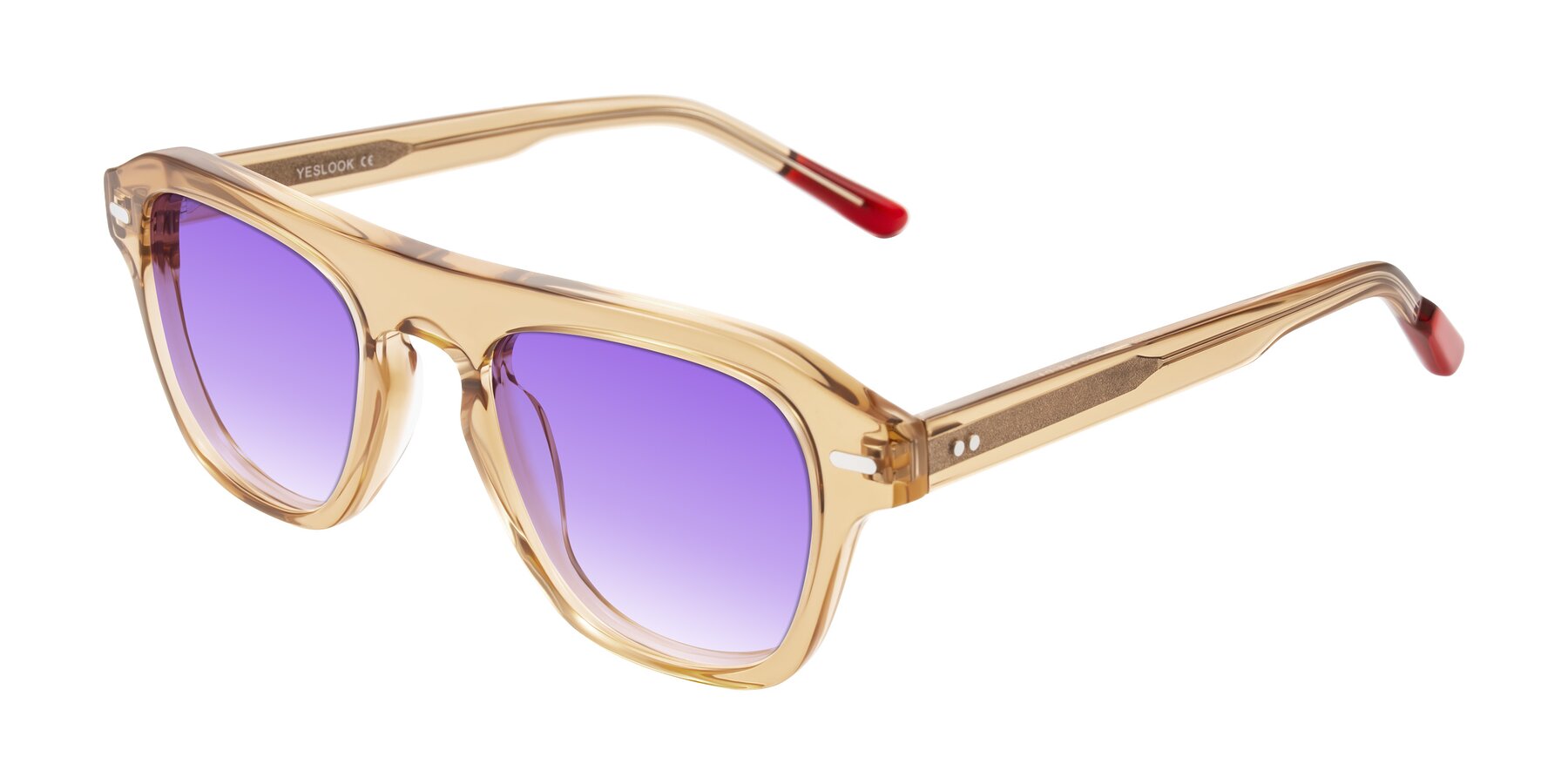 Angle of Fortalux in Amber with Purple Gradient Lenses