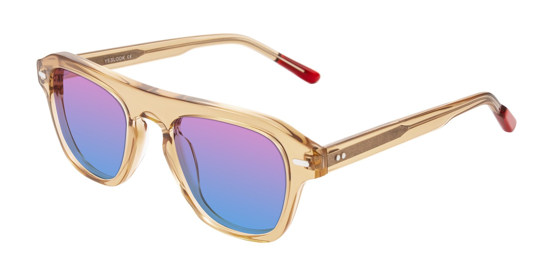 Angle of Fortalux in Amber with Pink / Blue Gradient Lenses