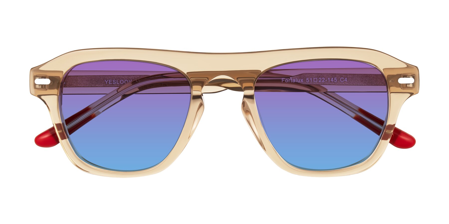 Folded Front of Fortalux in Amber with Purple / Blue Gradient Lenses