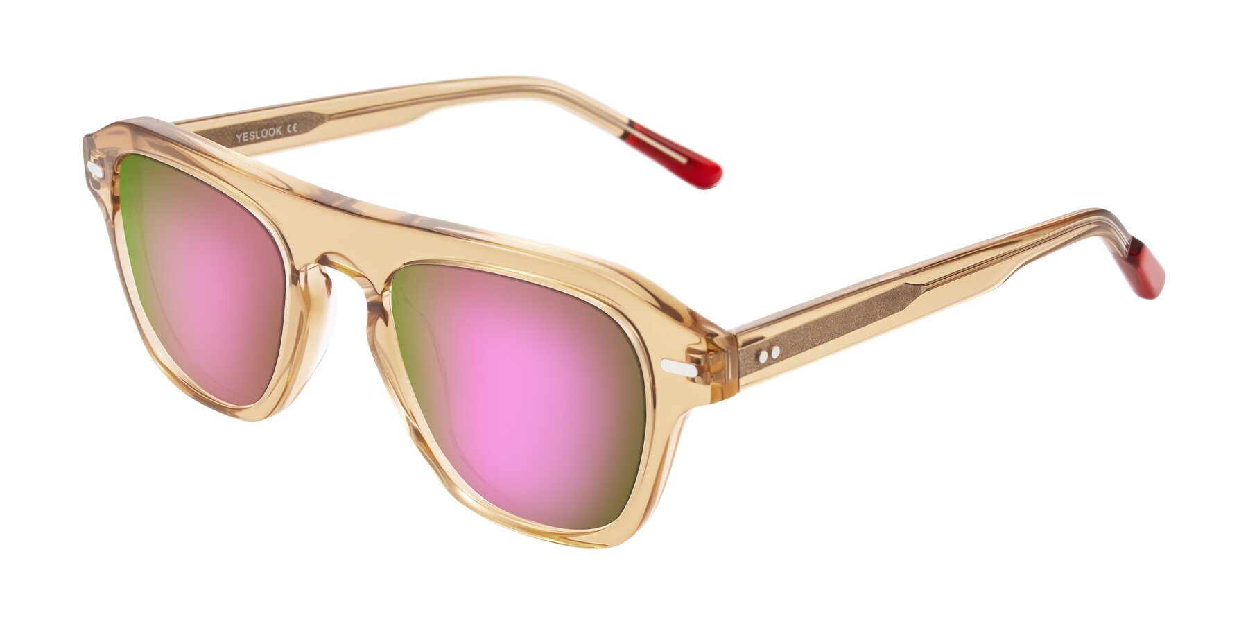 Angle of Fortalux in Amber with Pink Mirrored Lenses