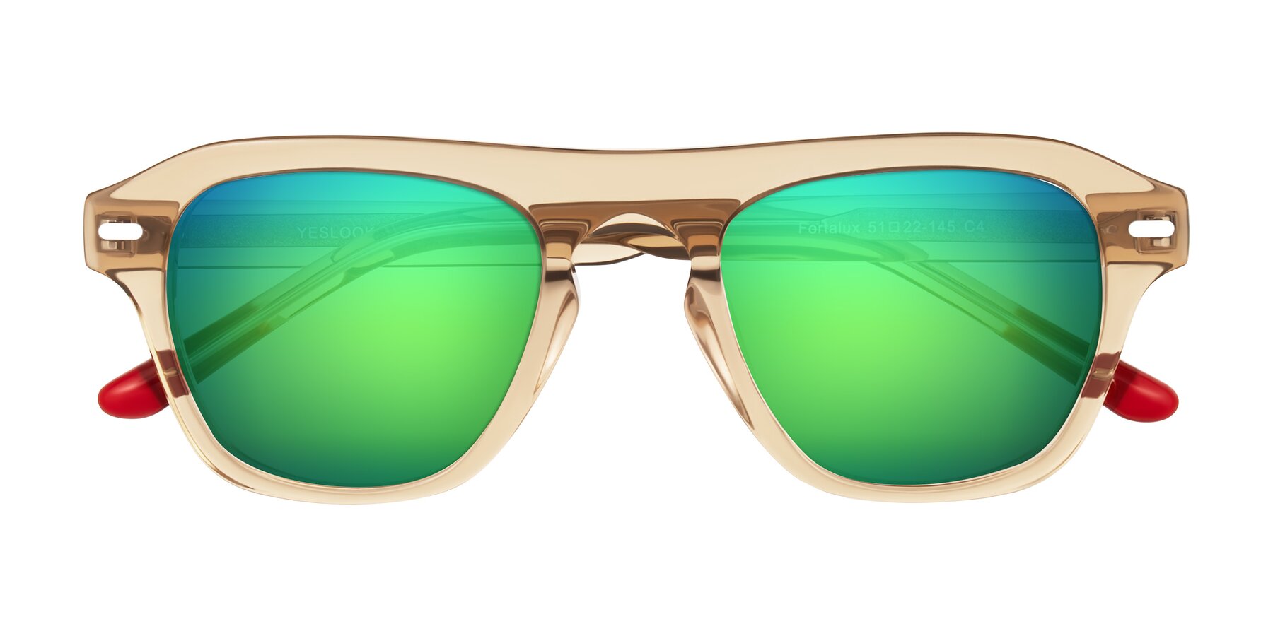 Folded Front of Fortalux in Amber with Green Mirrored Lenses