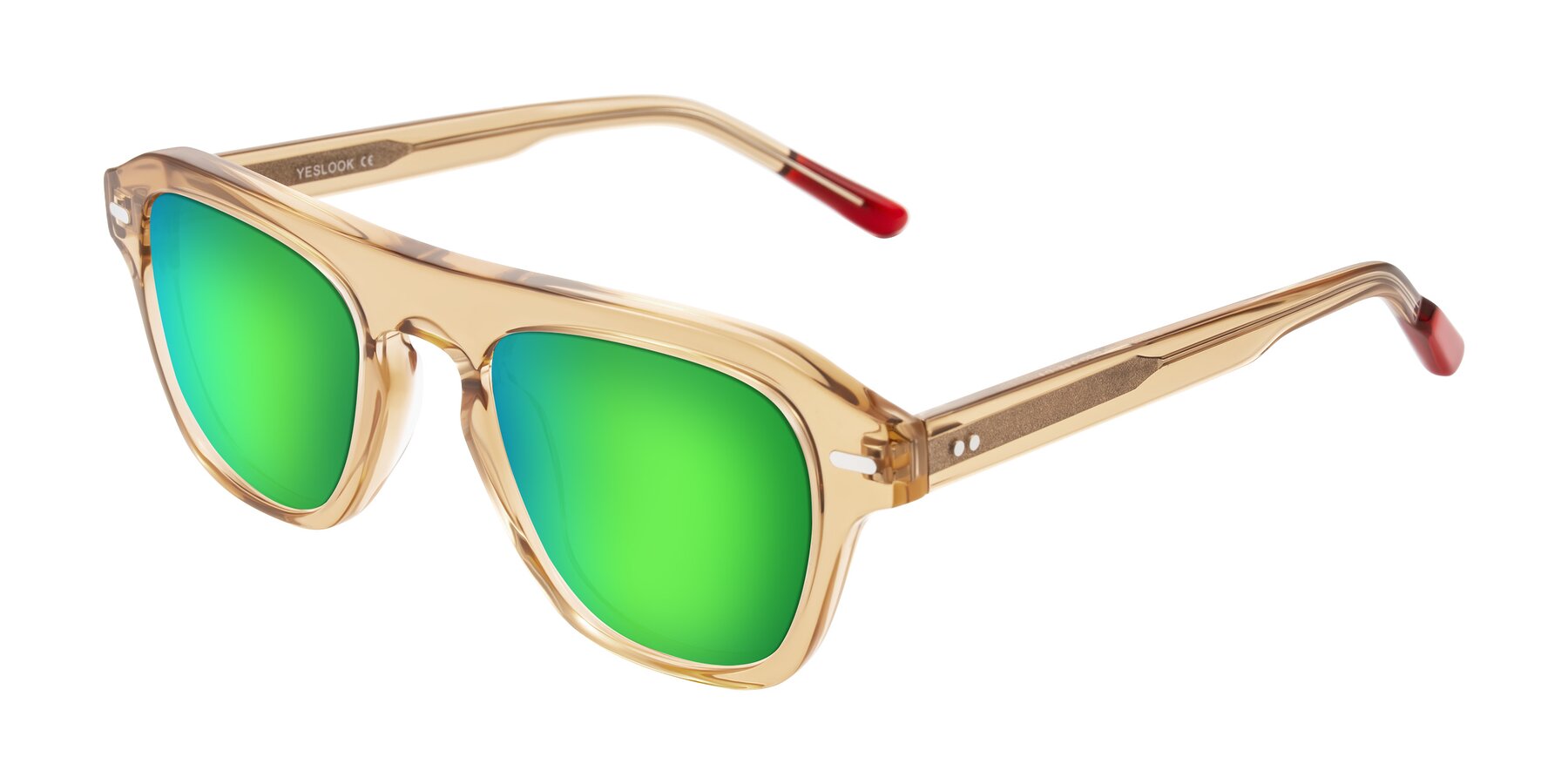 Angle of Fortalux in Amber with Green Mirrored Lenses