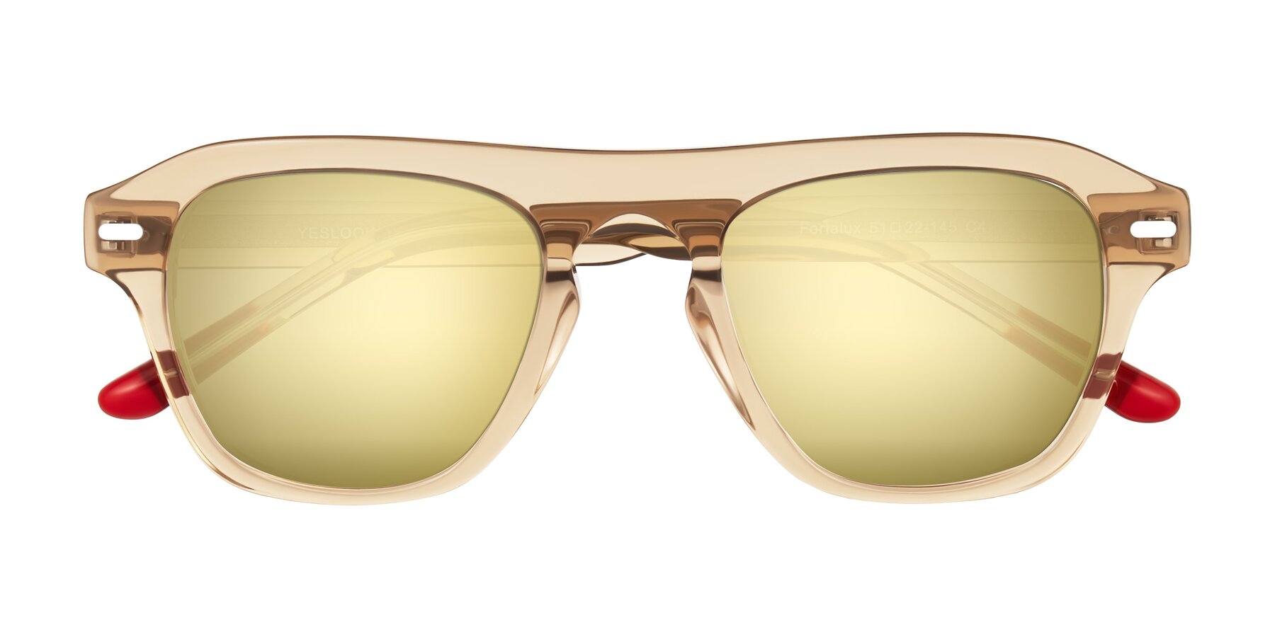 Folded Front of Fortalux in Amber with Gold Mirrored Lenses