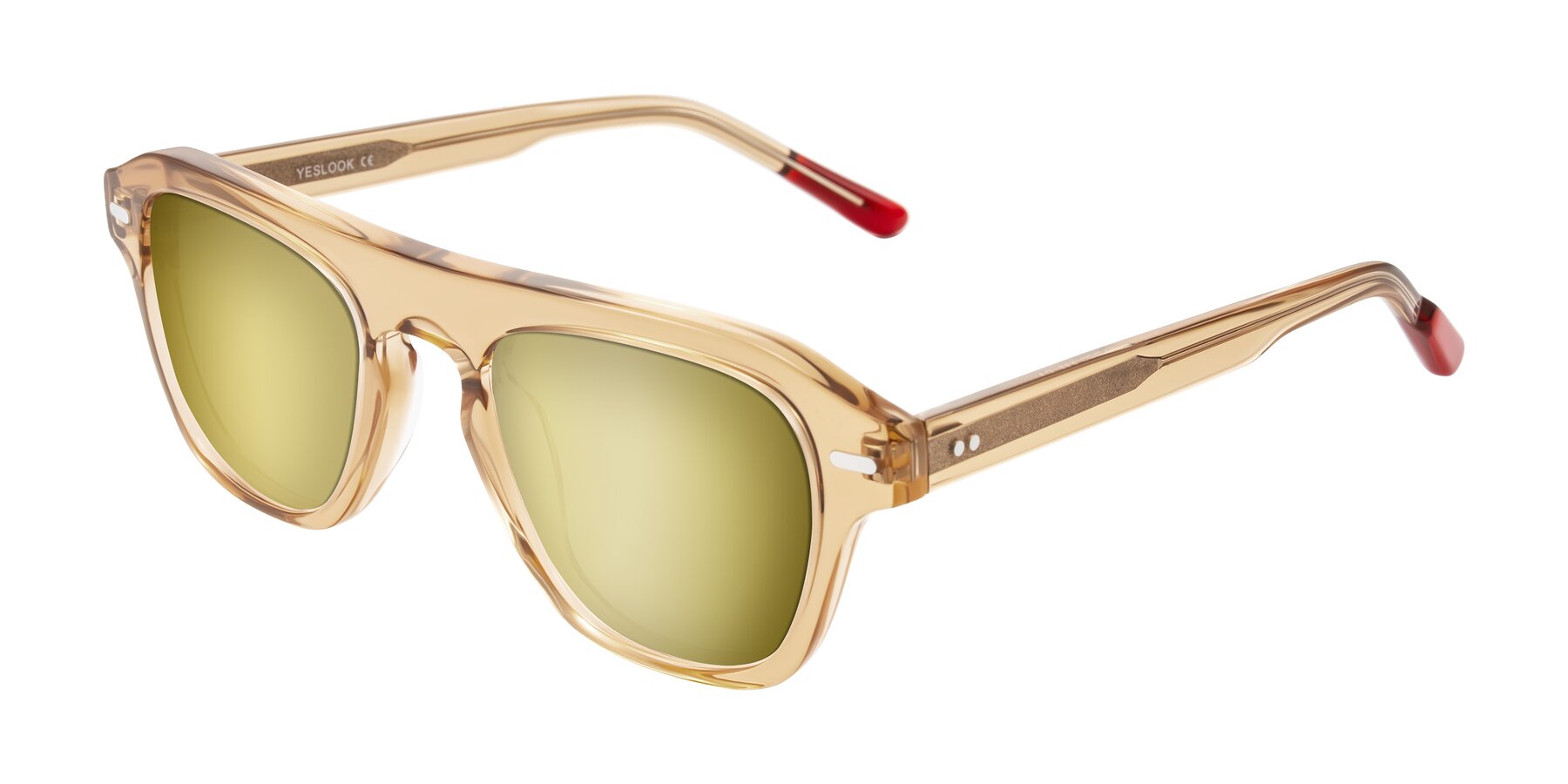 Angle of Fortalux in Amber with Gold Mirrored Lenses