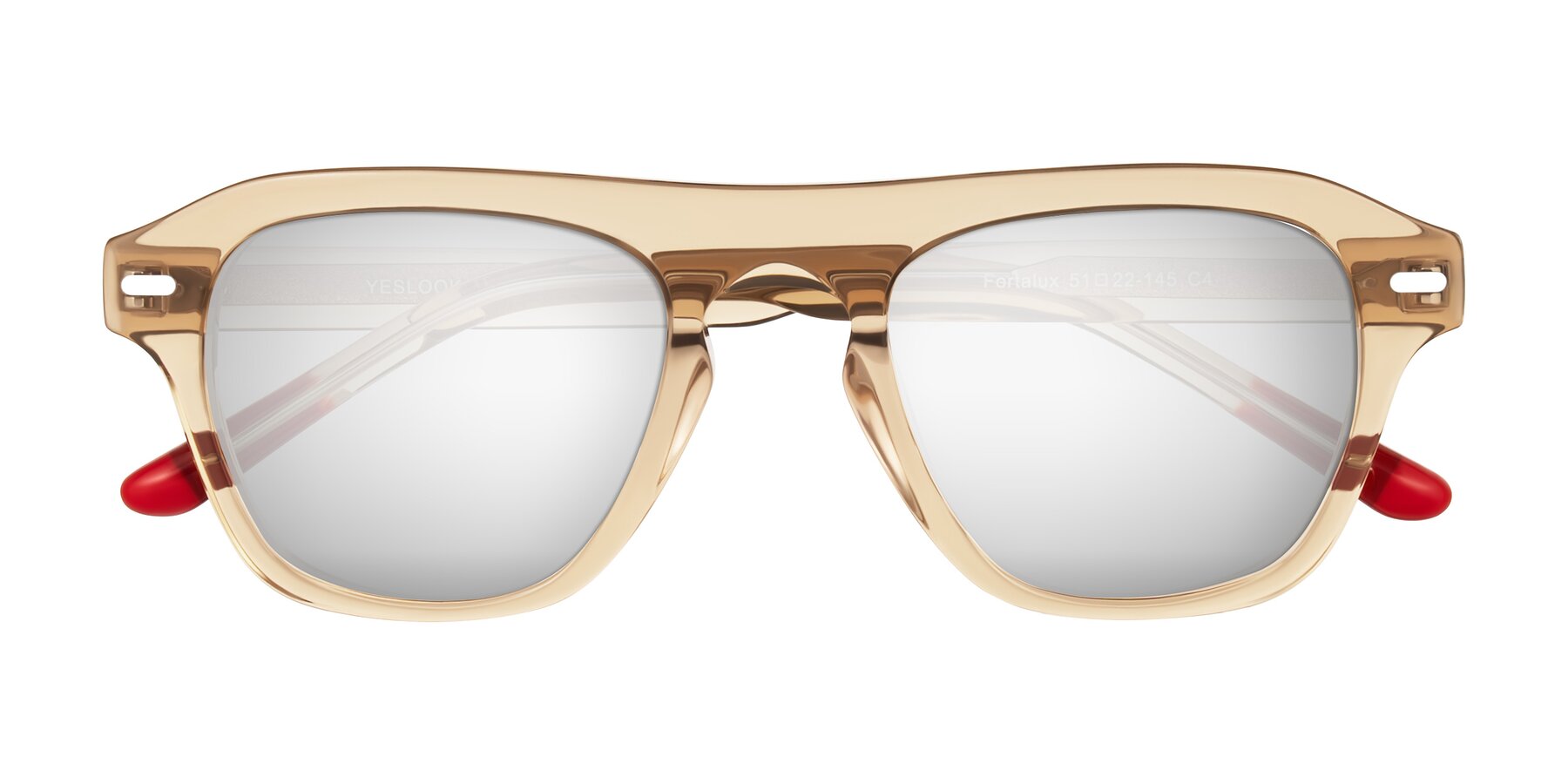 Folded Front of Fortalux in Amber with Silver Mirrored Lenses