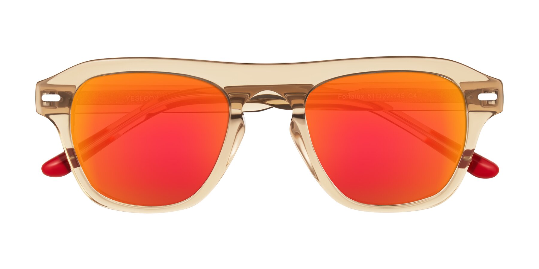 Folded Front of Fortalux in Amber with Red Gold Mirrored Lenses
