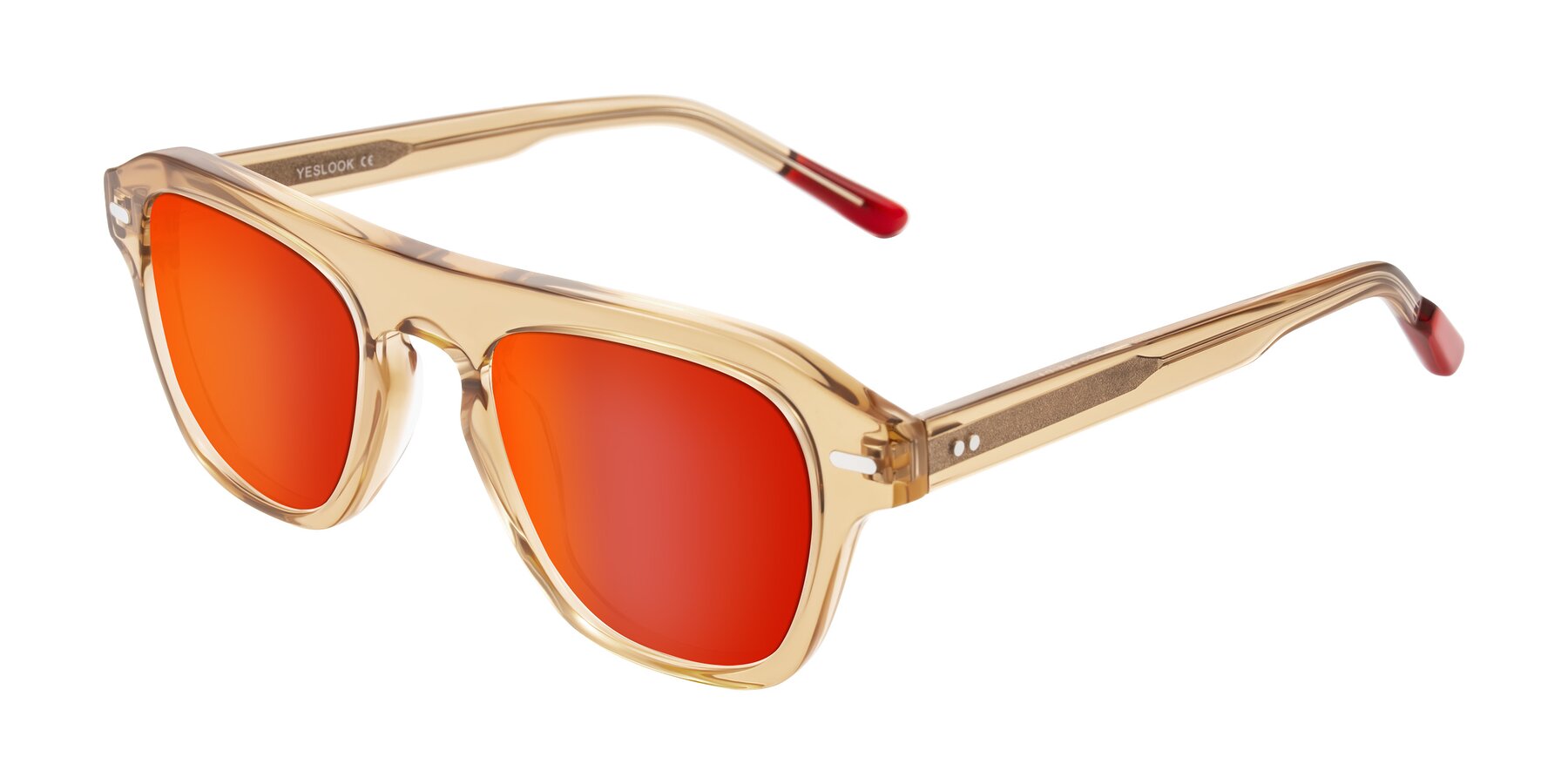 Angle of Fortalux in Amber with Red Gold Mirrored Lenses