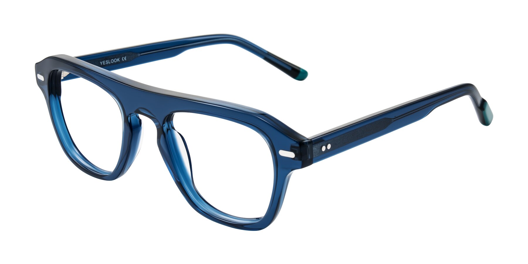 Angle of Fortalux in Blue with Clear Reading Eyeglass Lenses