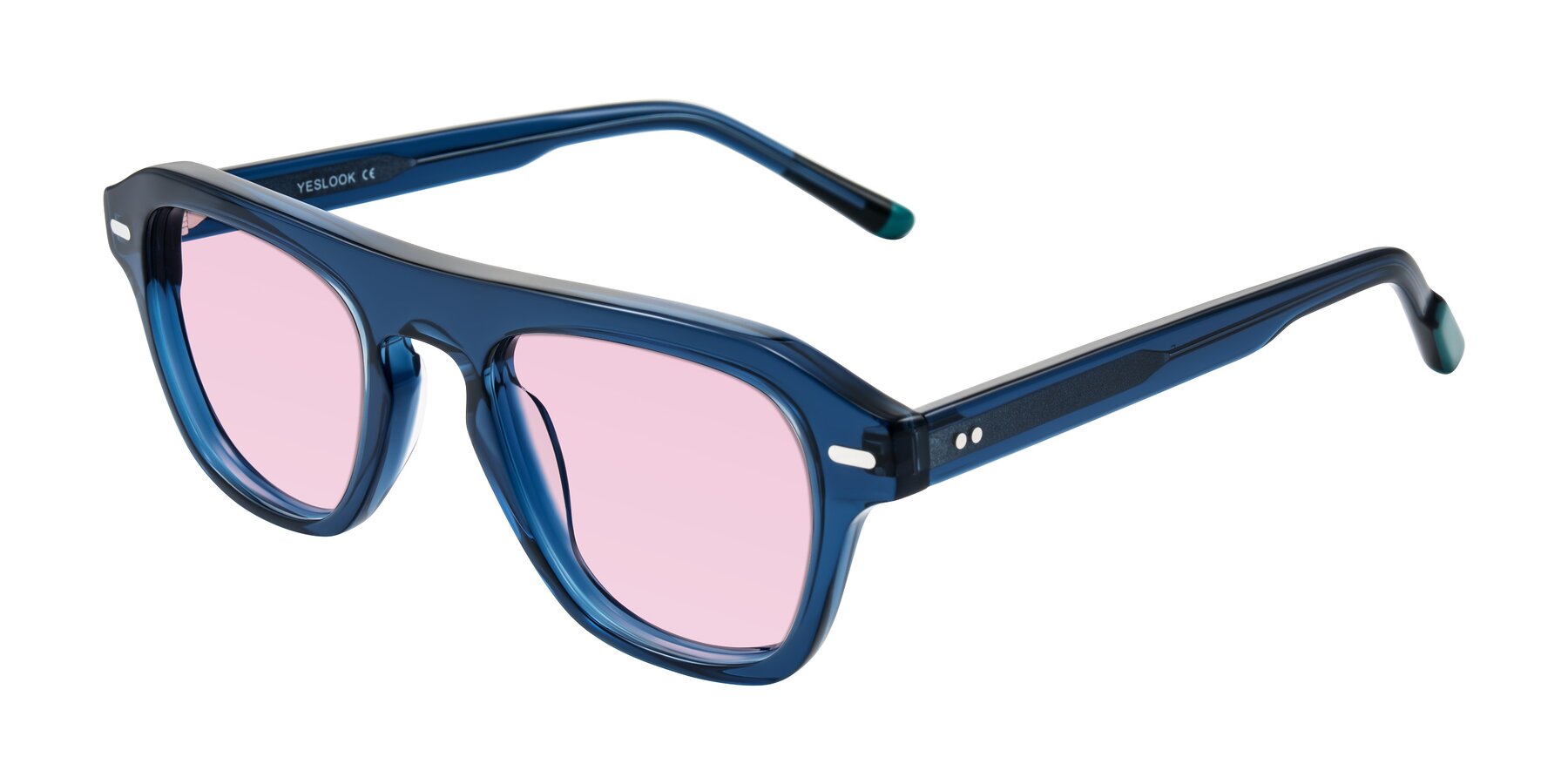 Angle of Fortalux in Blue with Light Pink Tinted Lenses