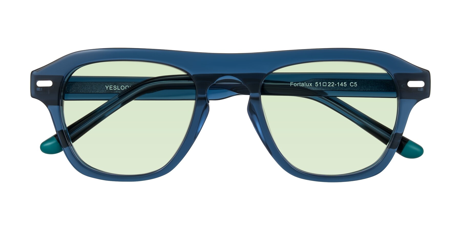 Folded Front of Fortalux in Blue with Light Green Tinted Lenses