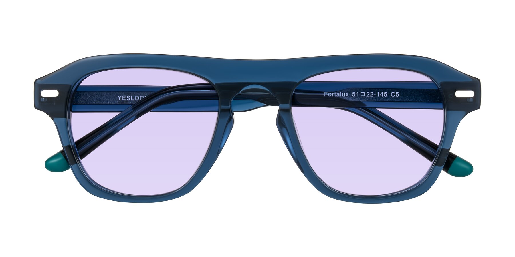 Folded Front of Fortalux in Blue with Light Purple Tinted Lenses