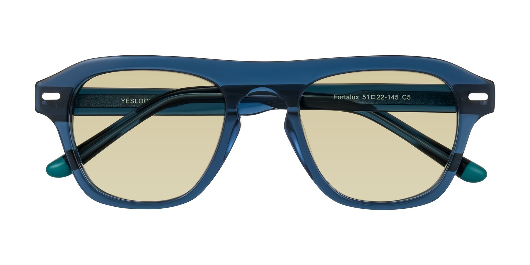 Folded Front of Fortalux in Blue with Light Champagne Tinted Lenses