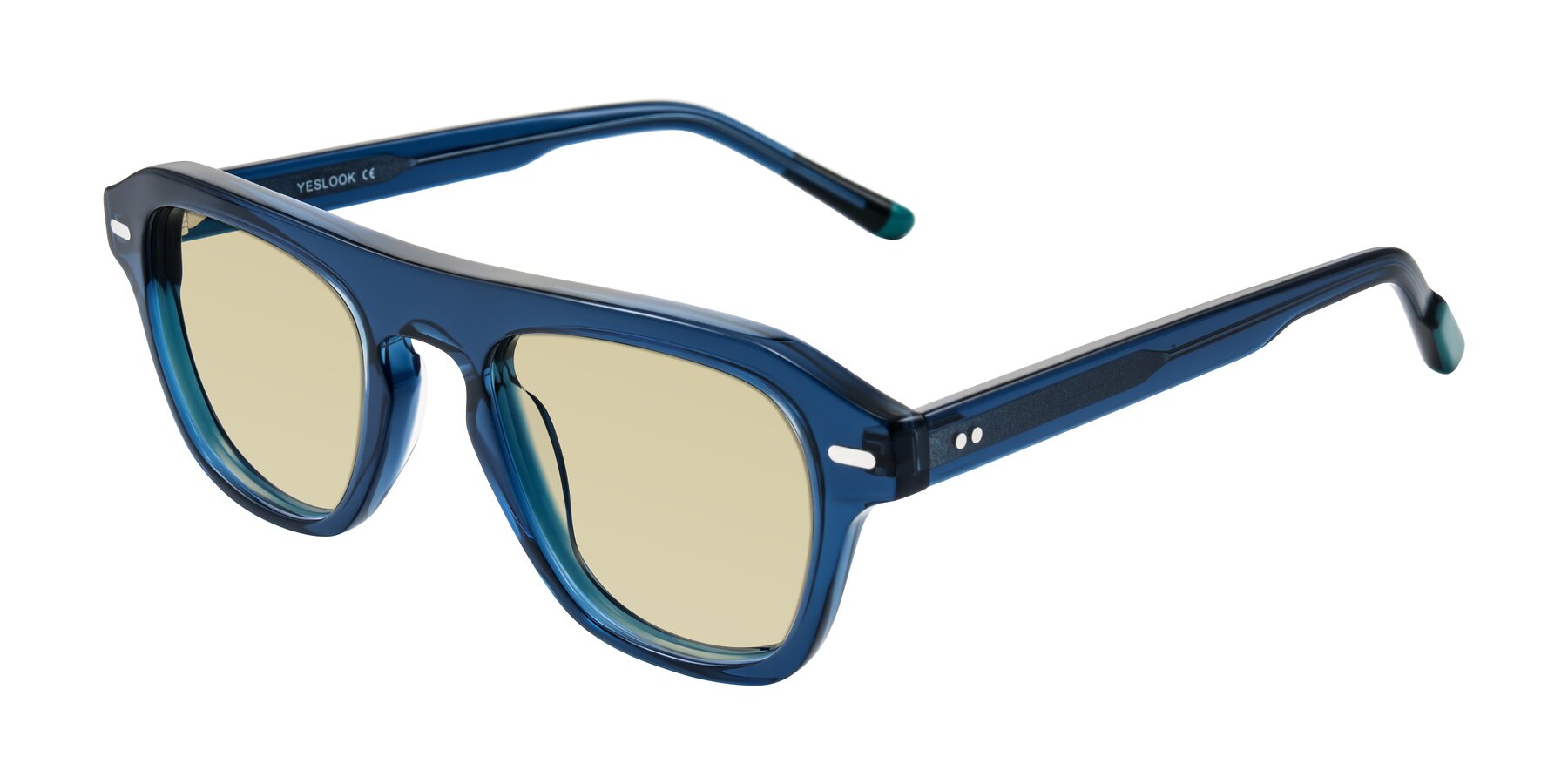 Angle of Fortalux in Blue with Light Champagne Tinted Lenses