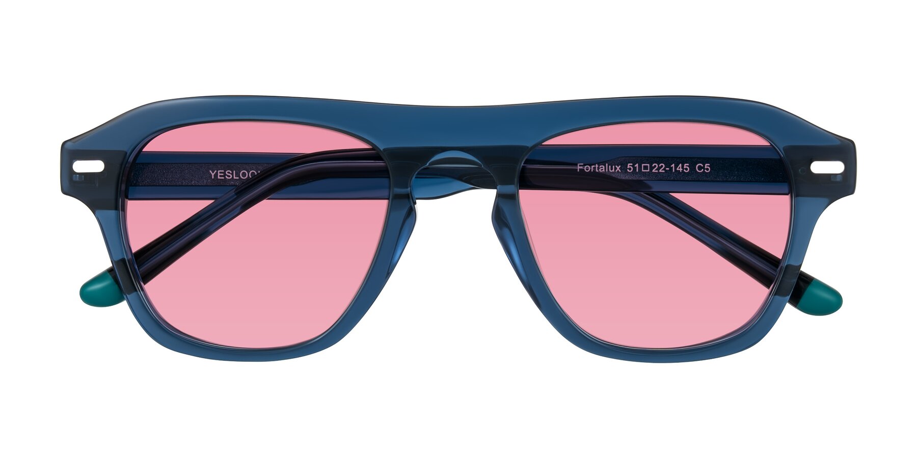 Folded Front of Fortalux in Blue with Pink Tinted Lenses