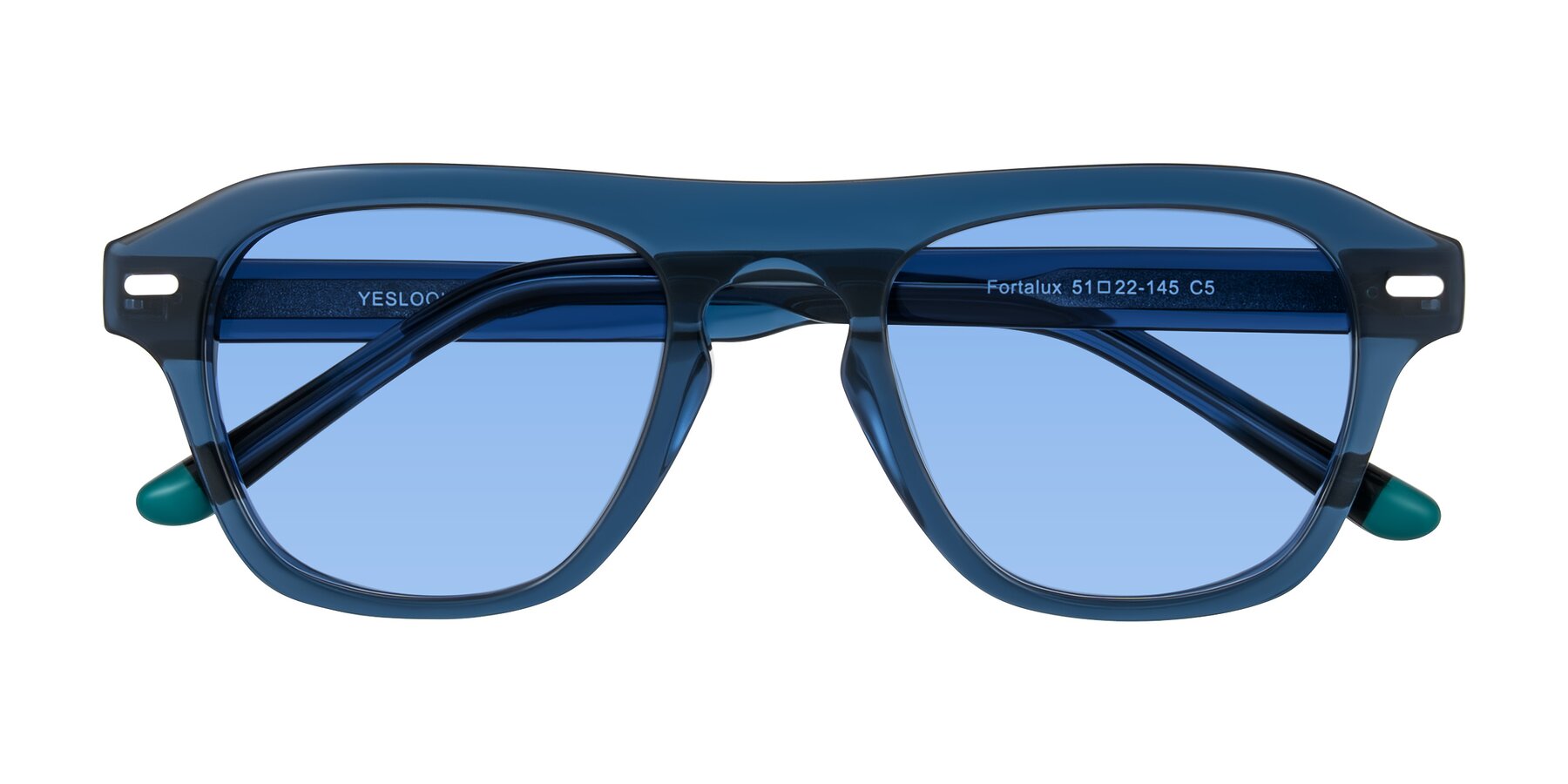 Folded Front of Fortalux in Blue with Medium Blue Tinted Lenses
