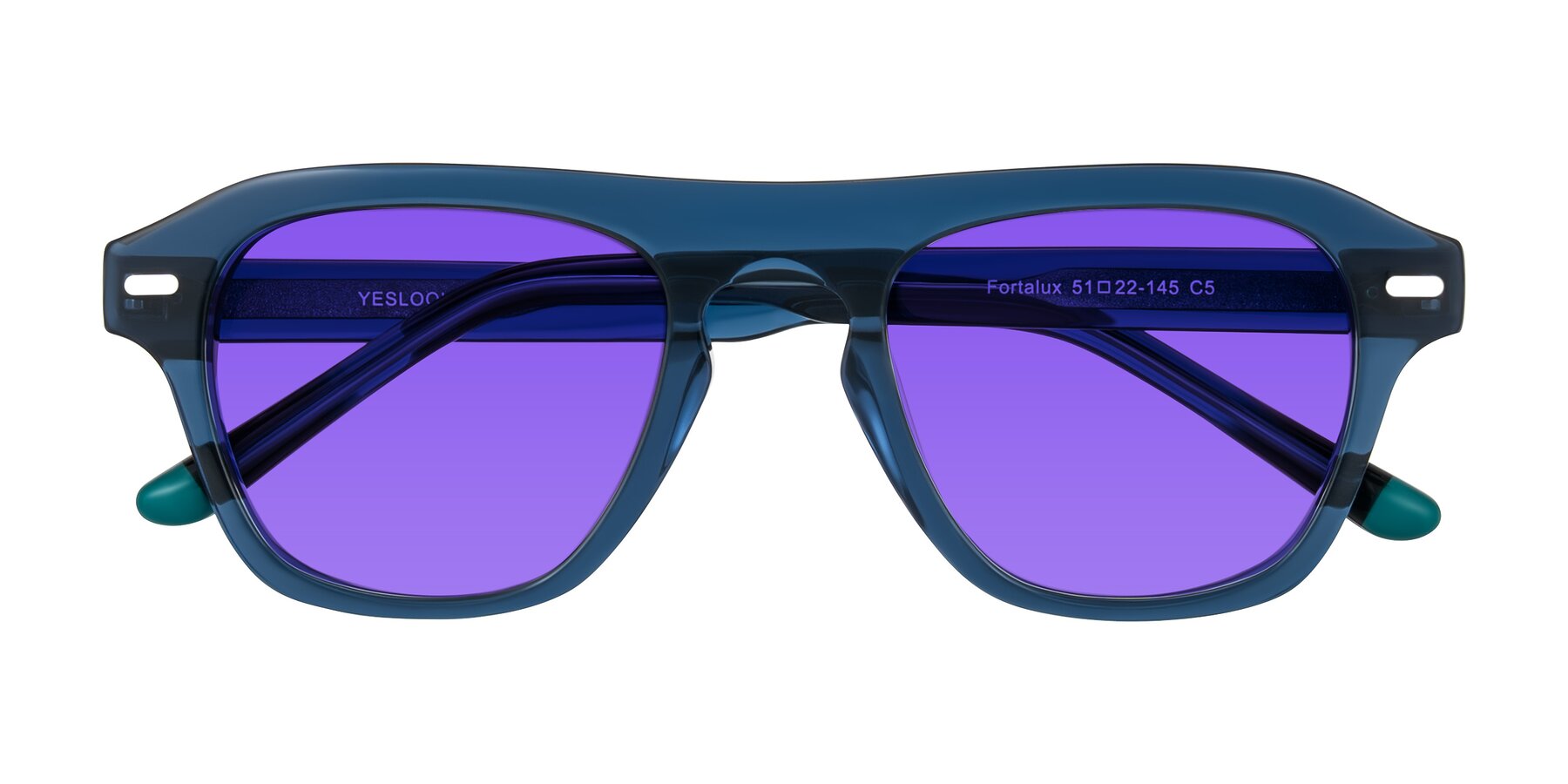 Folded Front of Fortalux in Blue with Purple Tinted Lenses