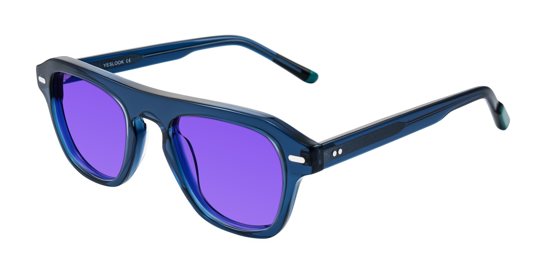Angle of Fortalux in Blue with Purple Tinted Lenses