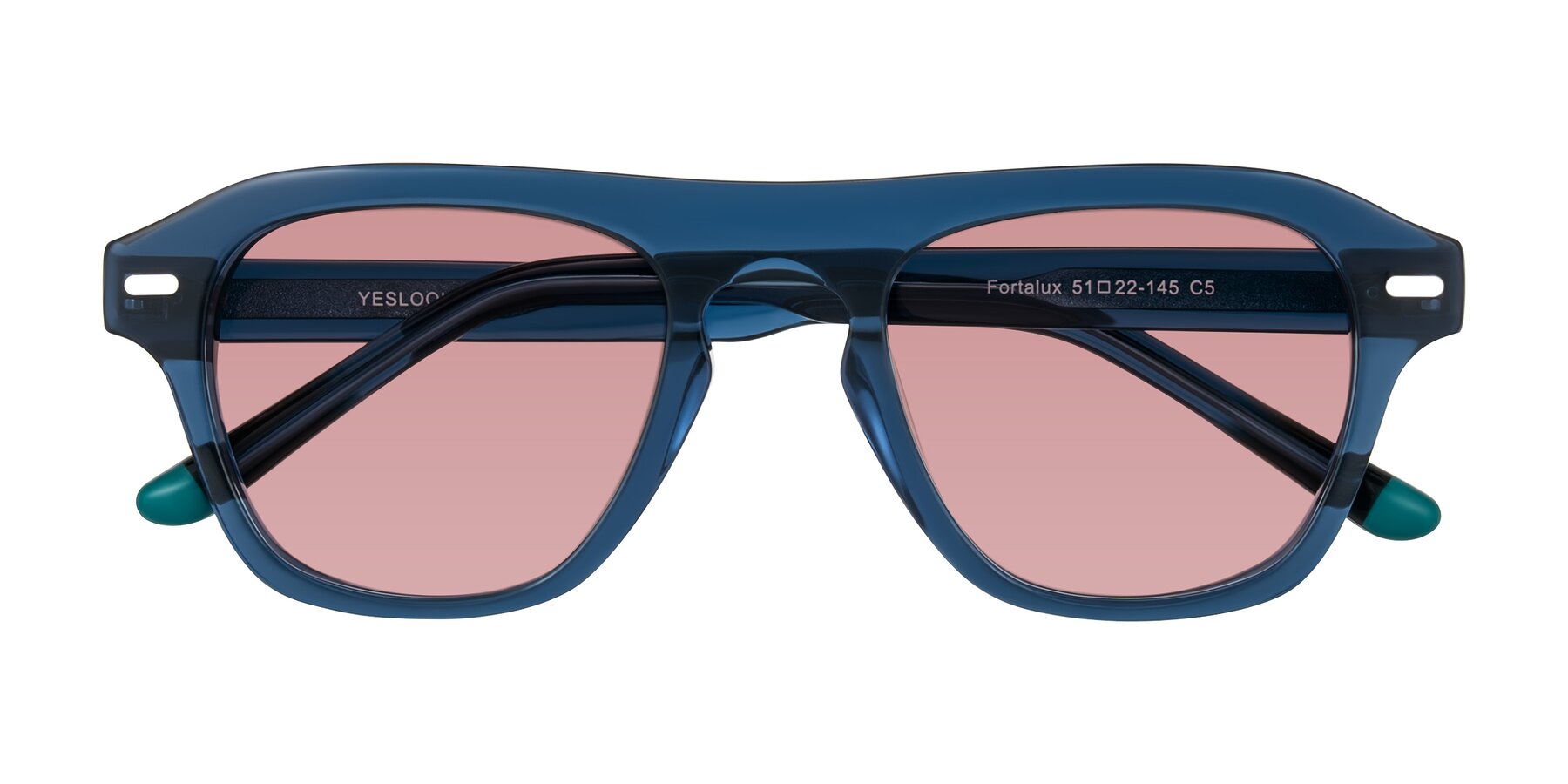 Folded Front of Fortalux in Blue with Medium Garnet Tinted Lenses