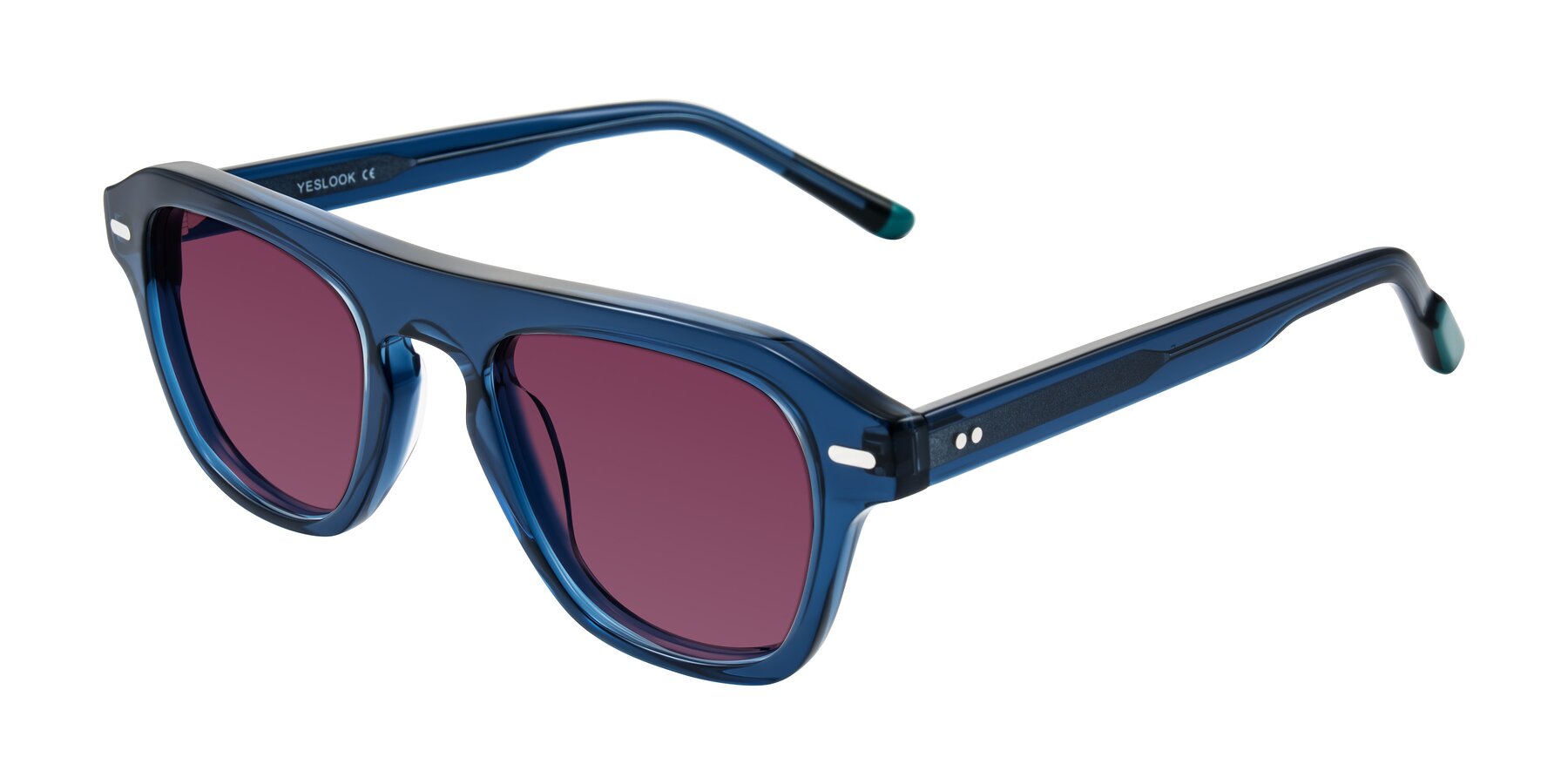 Angle of Fortalux in Blue with Wine Tinted Lenses