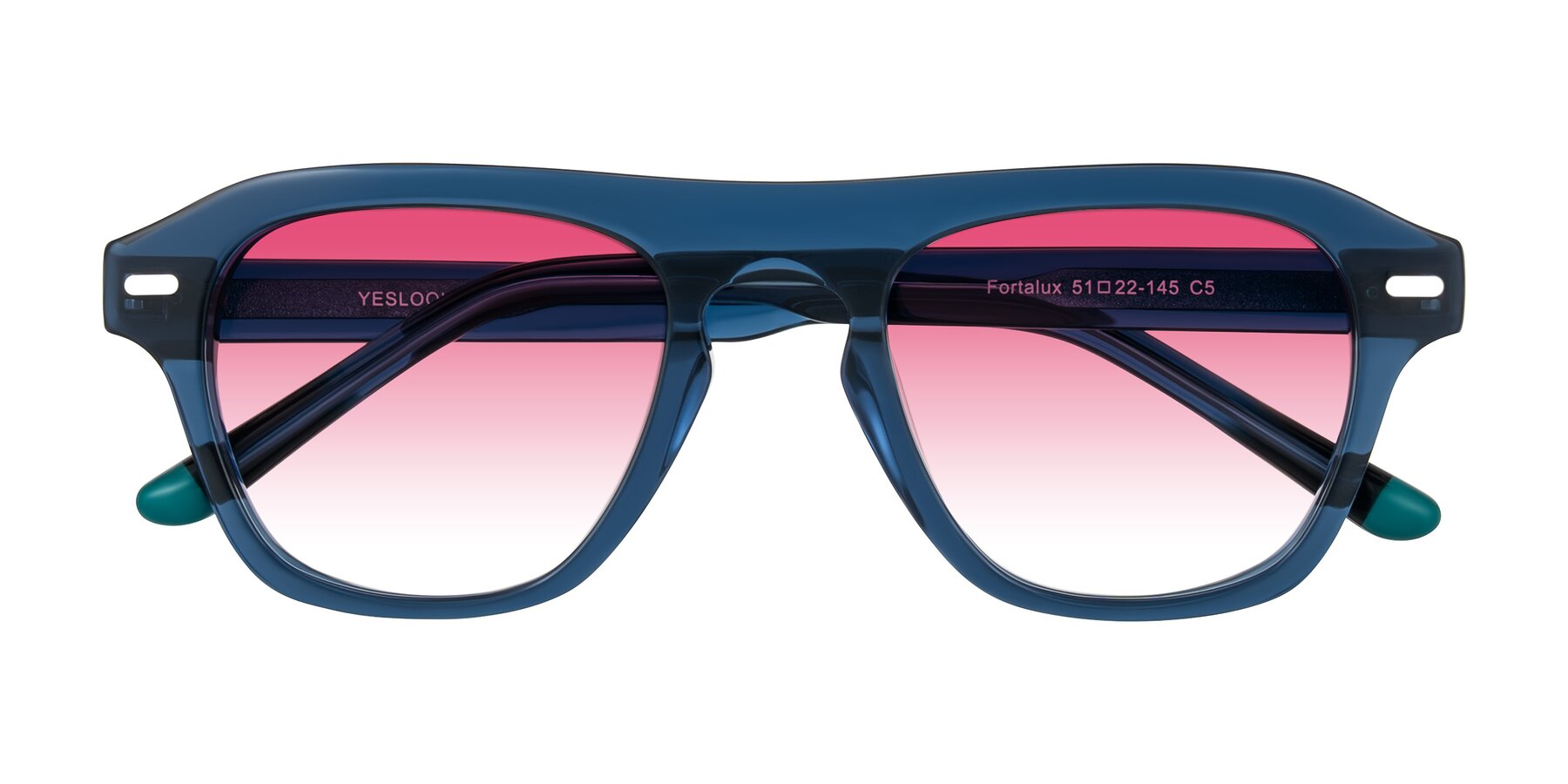 Folded Front of Fortalux in Blue with Pink Gradient Lenses